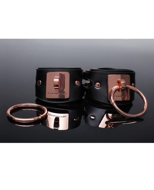 Pleasure Collection Adjustable Handcuffs - Black/Rose Gold - Image 3