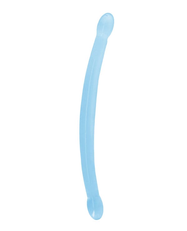 Shots RealRock Crystal Clear 17" Double Dildo  - Blue - Image 2