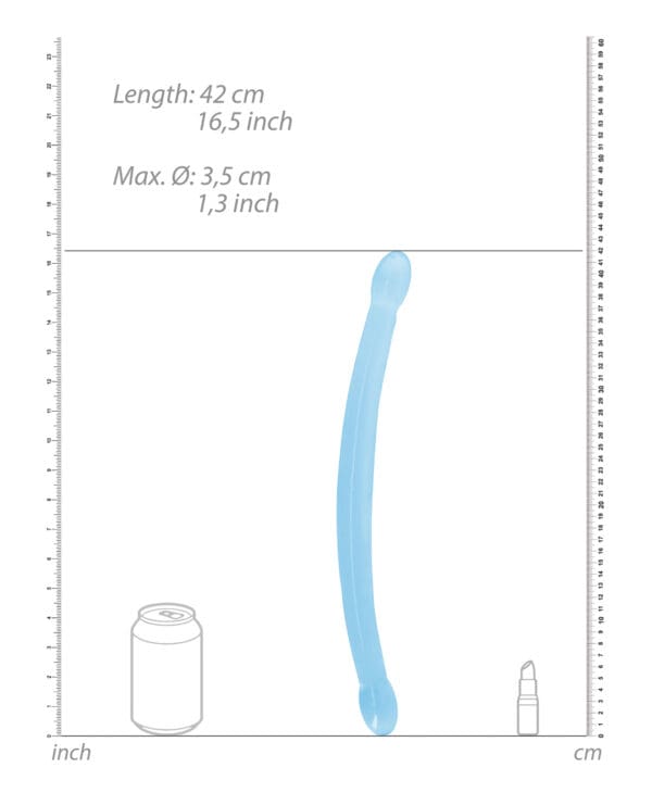 Shots RealRock Crystal Clear 17" Double Dildo  - Blue - Image 4