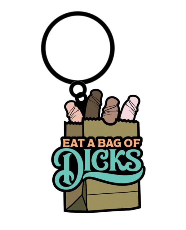Wood Rocket Eat A Bag of Dicks Keychain - Tan - Image 2