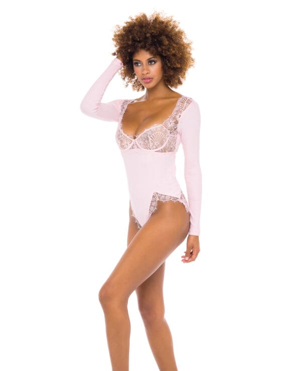 Maria Ribbed Knit & Lace Teddy Crystal Rose XL - Image 2