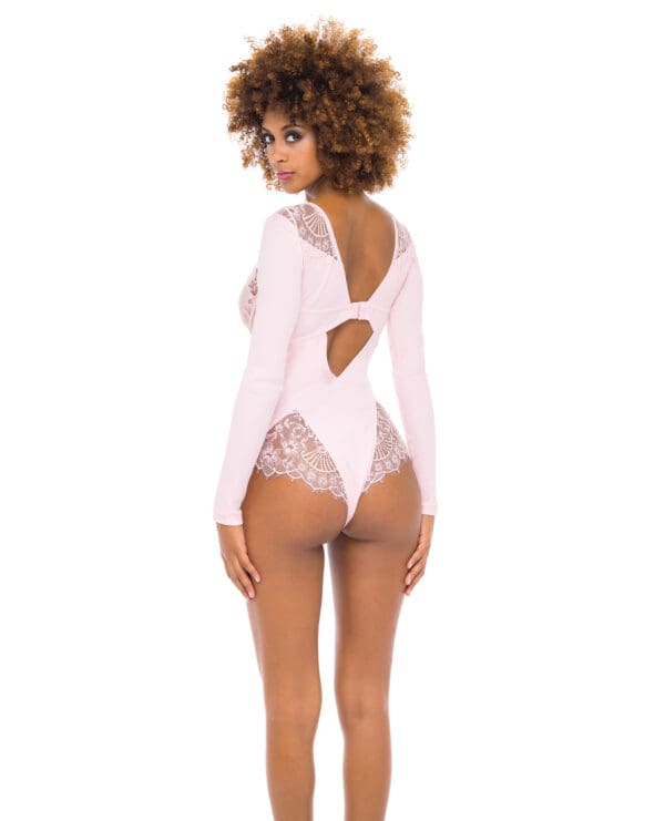 Maria Ribbed Knit & Lace Teddy Crystal Rose XL - Image 3