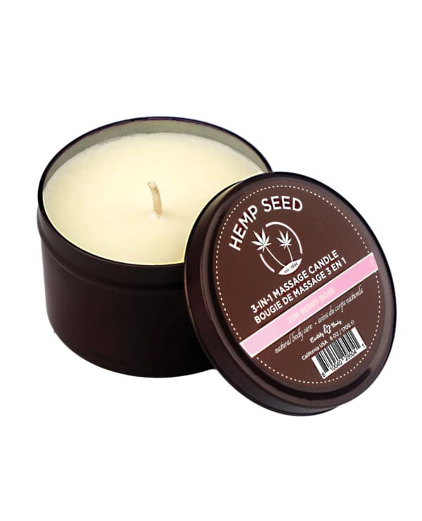 Earthly Body Suntouched Hemp Candle - 6 oz Round Tin Zen Berry Rose - Image 3