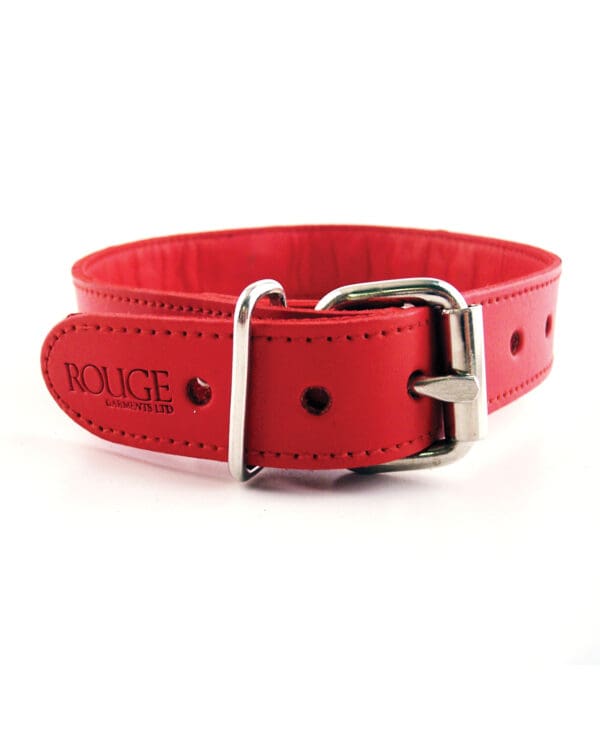 Rouge Leather O Ring Studded Collar - Red - Image 2