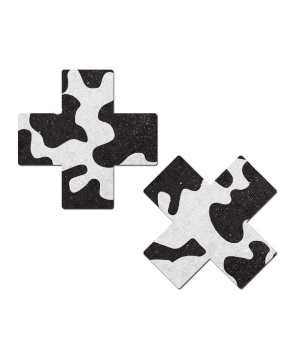 Pastease Premium Plus X Cow Print Cross - Black/White O/S - Image 2