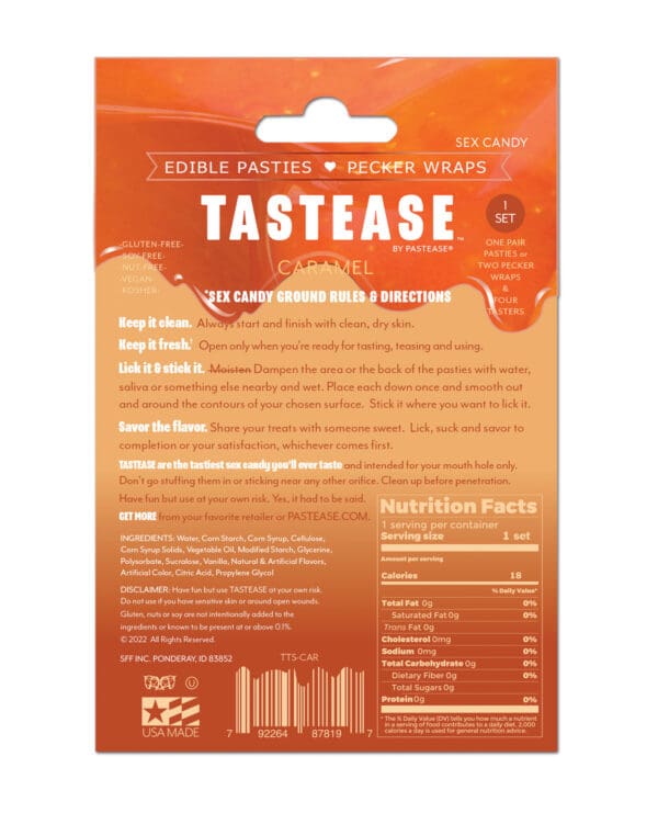 Pastease Tastease Edible Pasties & Pecker Wraps - Caramel O/S - Image 2