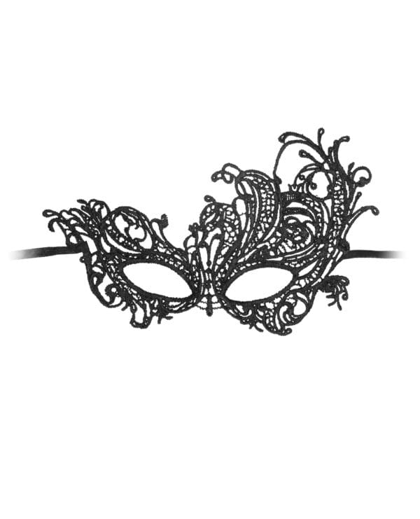 Shots Ouch Black & White Lace Eye Mask - Royal Black - Image 3