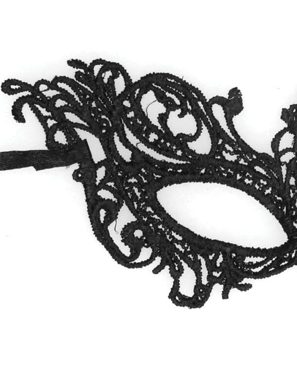 Shots Ouch Black & White Lace Eye Mask - Royal Black - Image 4
