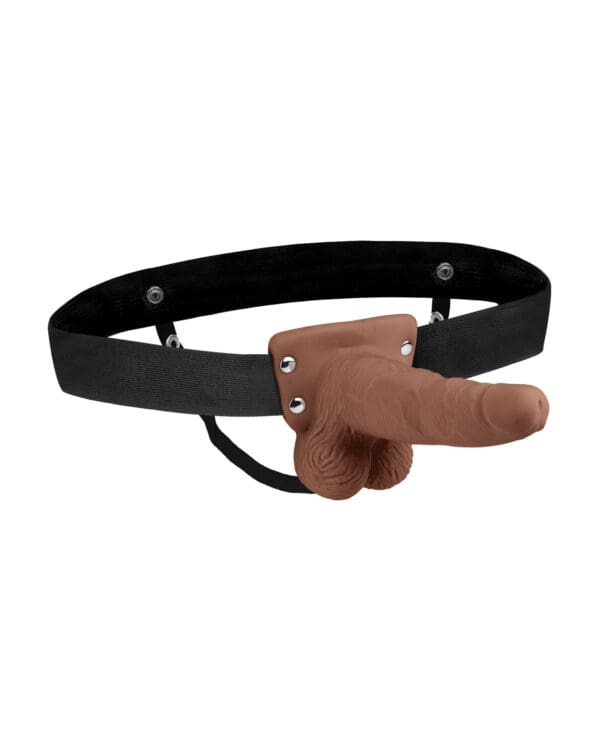Lux Fetish 6" Rechargeable Strap On w/Balls - Brown - Image 2