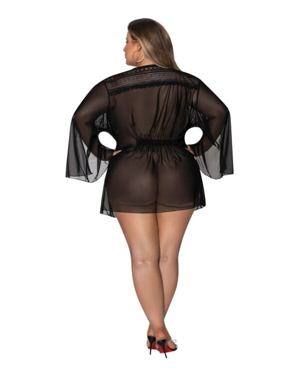 Modern Romance Flowing Short Robe Black 2X - Image 3