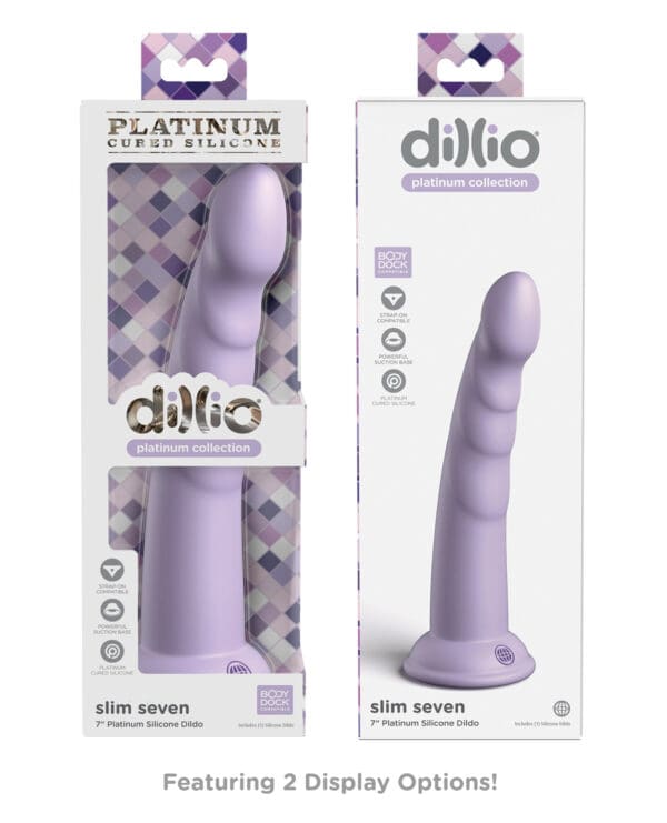 Dillio Platinum 7" Slim Seven Silicone Dildo - Purple - Image 5