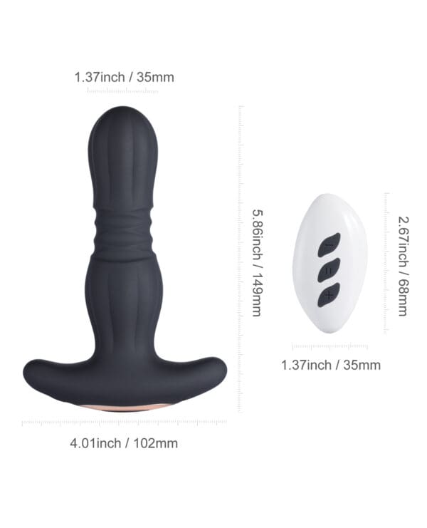 Agas Thrusting Butt Plug w/ Remote Control - Black - Image 4
