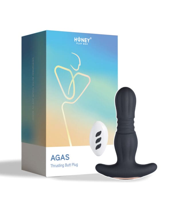 Agas Thrusting Butt Plug w/ Remote Control - Black - Image 5