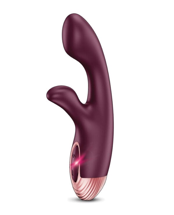 Zola Rechargeable Silicone Dual Massager - Burgundy/Rose Gold - Image 3