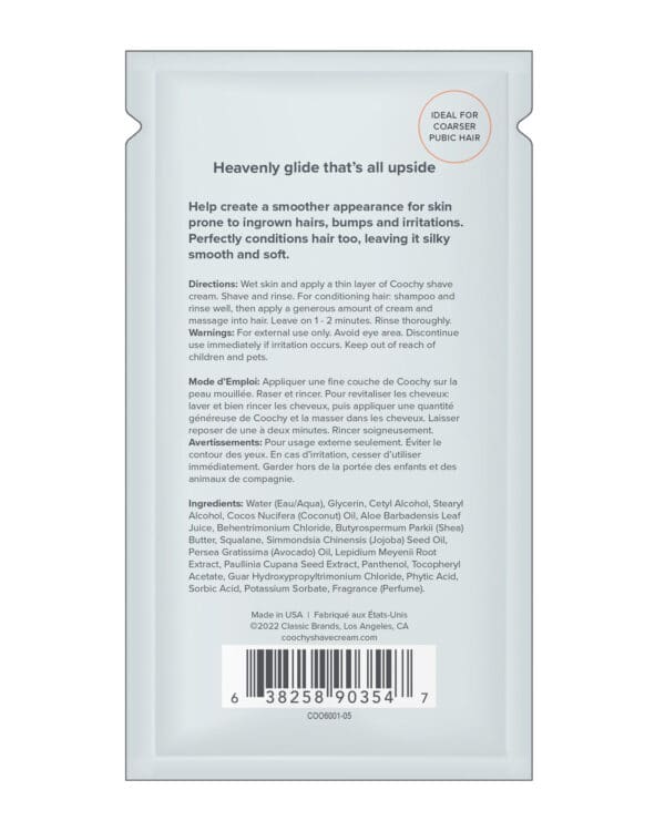 COOCHY Ultra Hydrating Shave Cream Foil - .35 oz Mango Coconut - Image 2
