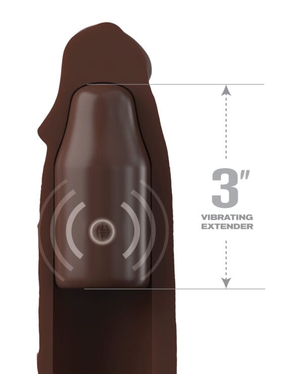 Fantasy X-tensions Elite 9" Sleeve Vibrating 3" Plug w/Remote - Brown - Image 3