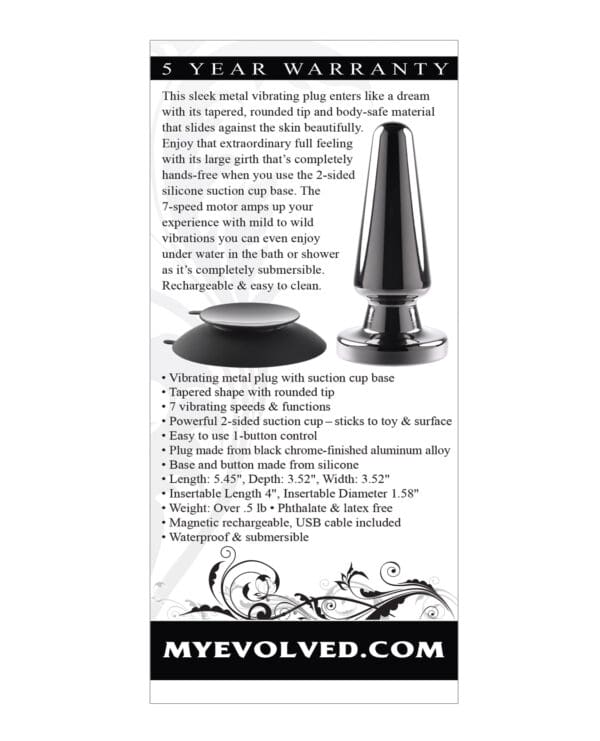 Evolved Advanced Vibrating Rechargeable Metal Plug - Black - Image 2