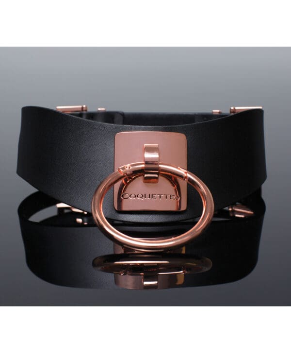 Pleasure Collection Adjustable Collar - Black/Rose Gold - Image 3