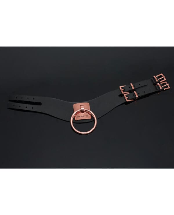Pleasure Collection Adjustable Collar - Black/Rose Gold - Image 4