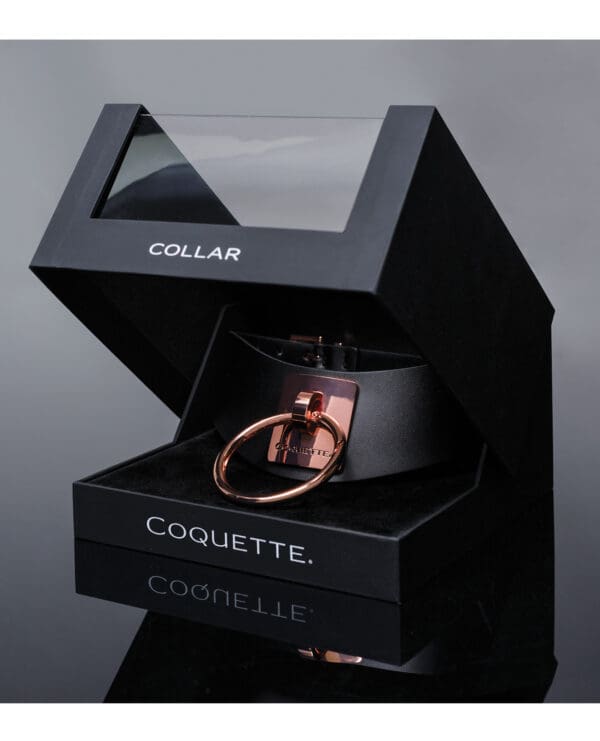 Pleasure Collection Adjustable Collar - Black/Rose Gold - Image 5
