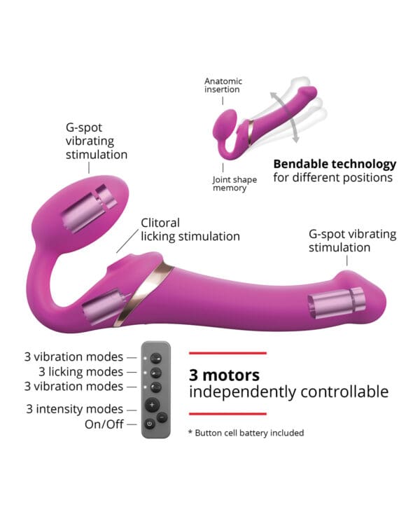 Strap on Me Multi Orgasm Bendable Strapless Strap on Extra Large - Fuchsia - Image 3