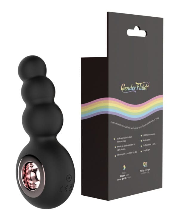 Gender Fluid Quiver Anal Ring Bead Vibe - Black - Image 2