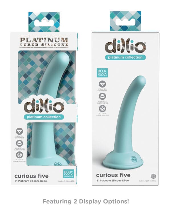 Dillio Platinum 5" Curious Five Silicone Dildo - Teal - Image 5