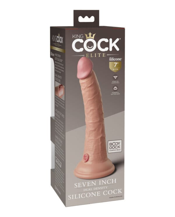 King Cock Elite 7" Dual Density Silicone Cock - Light - Image 2