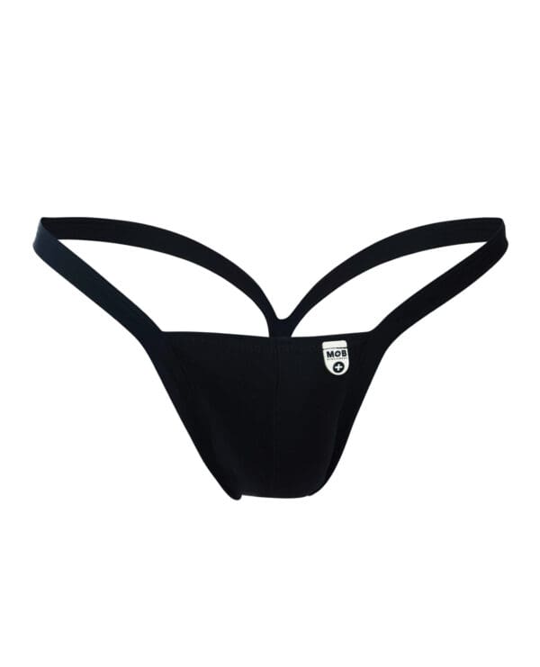 Male Basics Y Buns Thong Black MD - Image 4