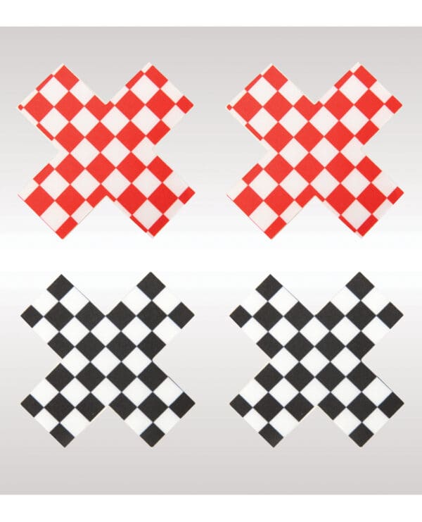 Peekaboos Off the Wall Checkered Pasties - 2 Pairs 1 Black/1 Red - Image 2