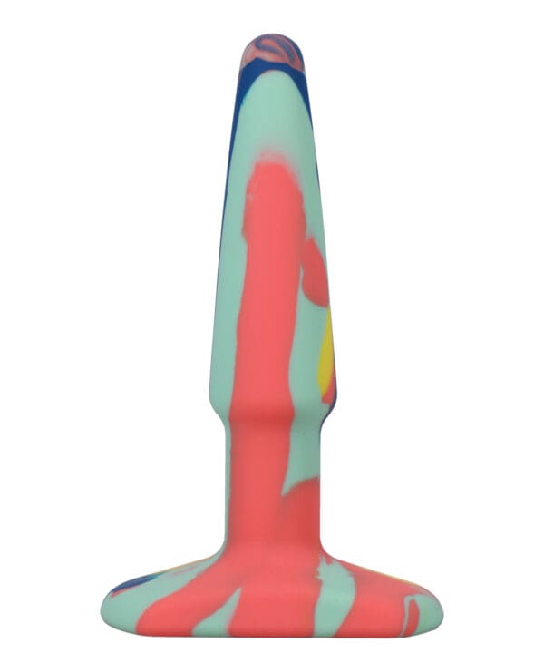 A Play 4" Groovy Silicone Anal Plug - Multicolor/Yellow - Image 2
