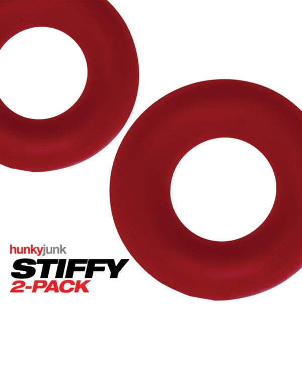 Hunky Junk Stiffy 2 Pack Cockrings - Cherry Ice - Image 3