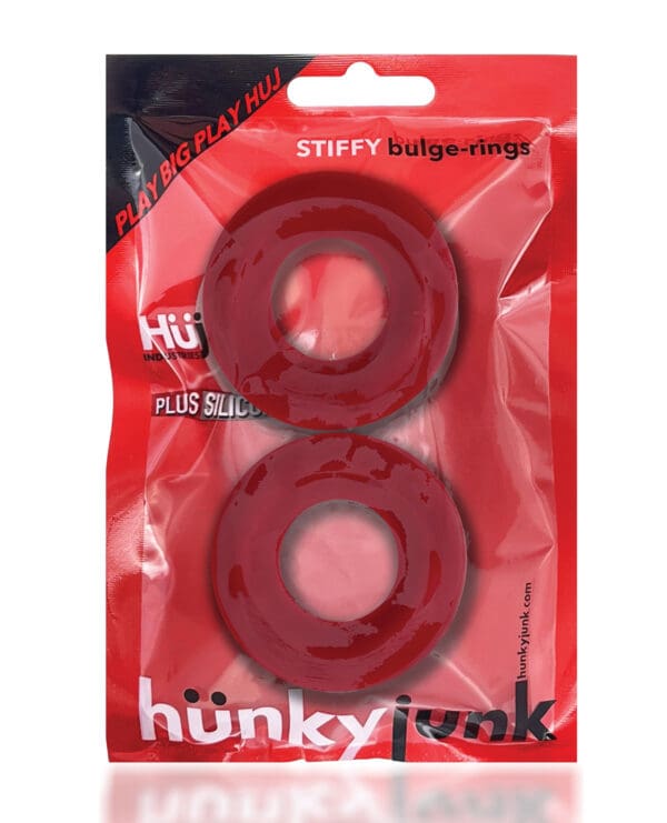 Hunky Junk Stiffy 2 Pack Cockrings - Cherry Ice - Image 5