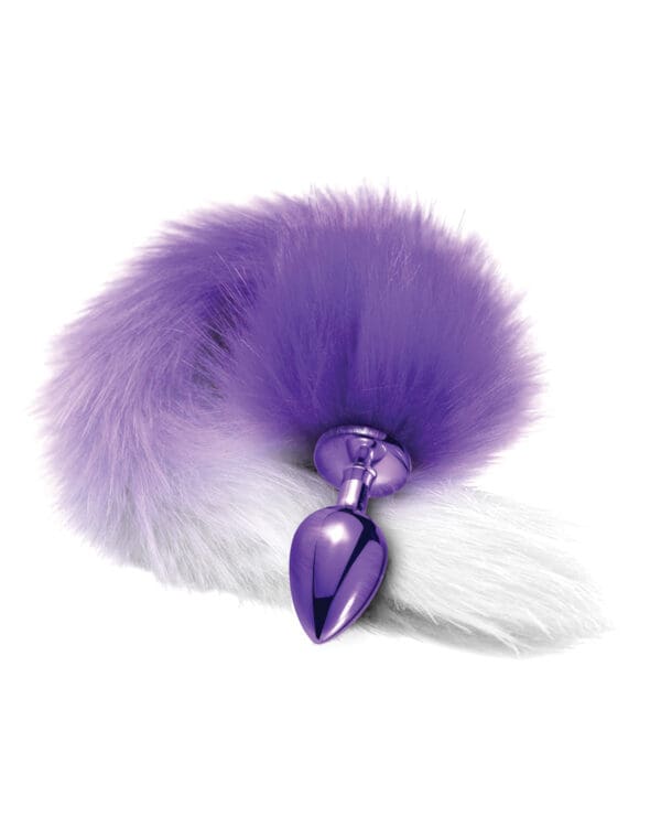 Nixie Metal Butt Plug w/Faux Fur Tail - Purple Metallic - Image 3