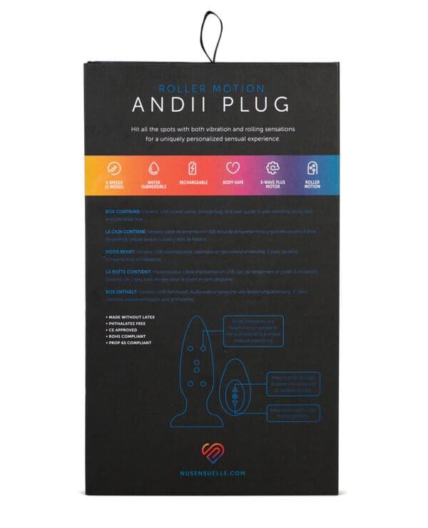 Nu Sensuelle Andii Vertical Roller Motion Butt Plug - Navy - Image 2