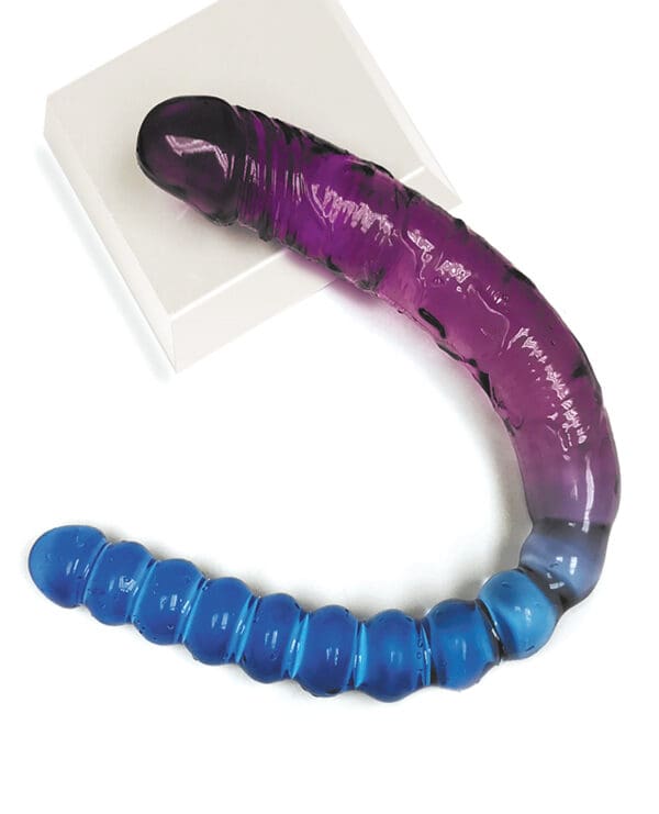Shades Jelly TPR Gradient Double Dong - Blue/Violet - Image 2