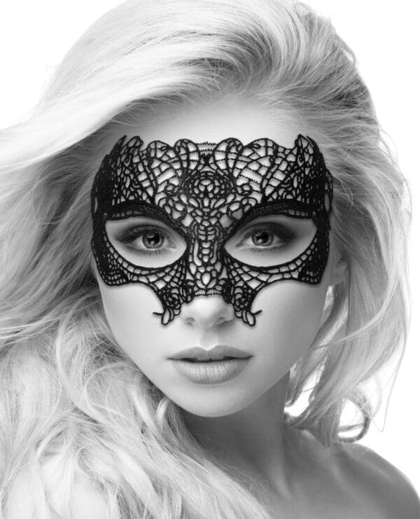 Shots Ouch Black & White Lace Eye Mask - Princess Black - Image 5