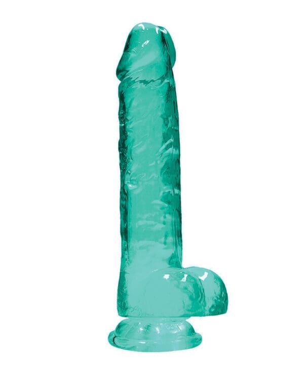 Shots RealRock Realistic Crystal Clear 8" Dildo w/Balls - Turquoise - Image 2