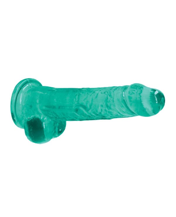 Shots RealRock Realistic Crystal Clear 8" Dildo w/Balls - Turquoise - Image 3