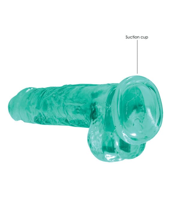 Shots RealRock Realistic Crystal Clear 8" Dildo w/Balls - Turquoise - Image 4