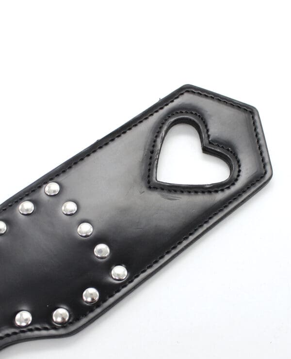 Plesur Cut-Out Heart w/Studs Paddle - Black - Image 3