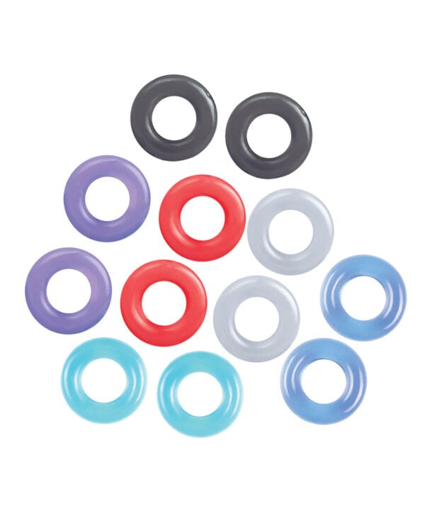 The 9's Baller's Dozen Original 12pc Cockring Set - Asst. Colors - Image 2