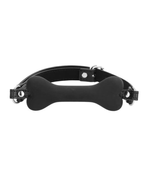 Shots Ouch Puppy Play Silicone Bone Gag - Black - Image 3
