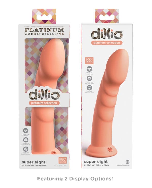 Dillio Platinum 8" Super Eight Silicone Dildo - Peach - Image 4