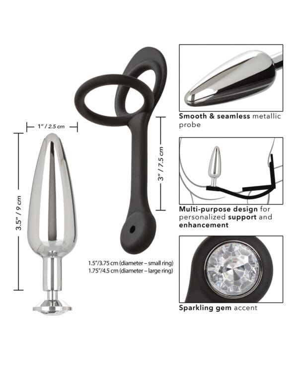 Star Fucker Slim Gem Plug w/Silicone Enhancer - Black - Image 5