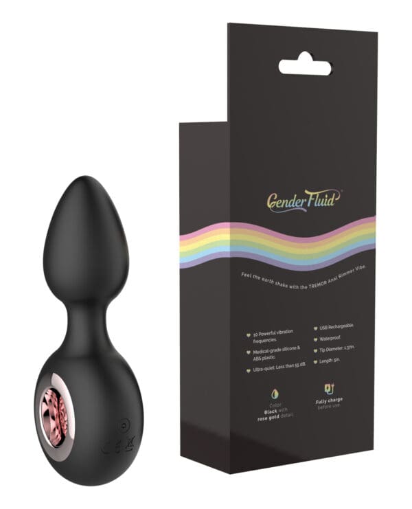 Gender Fluid Tremor Ring Plug Anal Vibe - Black - Image 2
