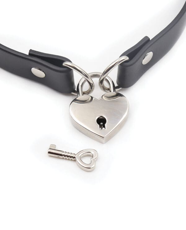 Plesur PVC Collar w/Heart Lock - Black - Image 3