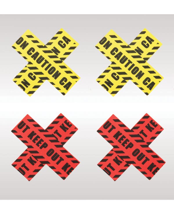 Peekaboos Caution X Pasties - 2 Pairs 1 Red/1 Yellow - Image 2