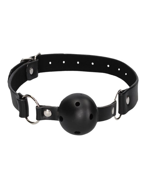 Shots Ouch Black & White Breathable Ball Gag w/Nipple Clamps - Black - Image 4