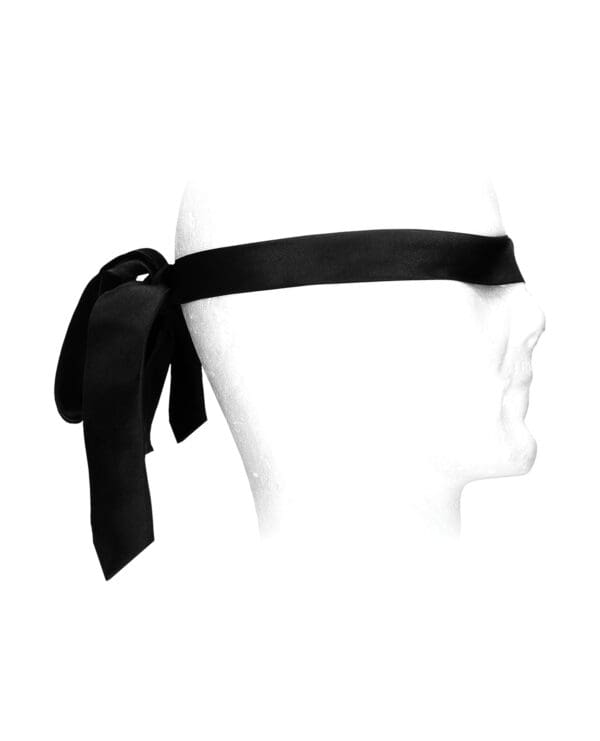 Shots Ouch Black & White Satin Bondage Tie - Black - Image 4